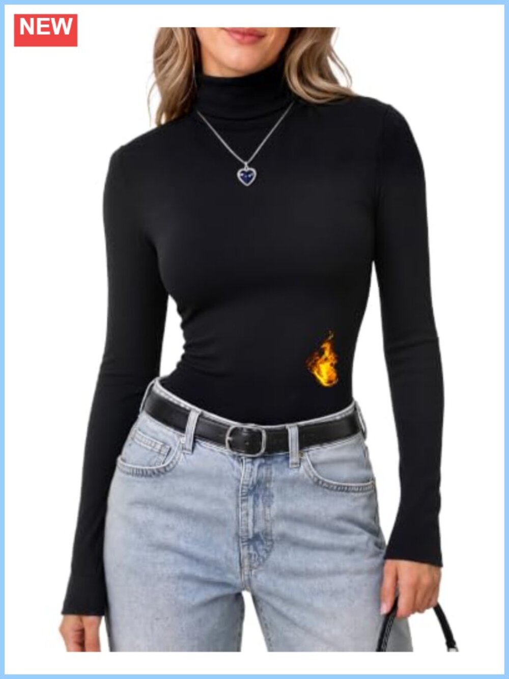 Womens Thermal Turtleneck Top Long Sleeve Polyester Spandex Fitted